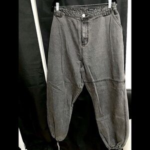 Gray Denim Jogger Pants